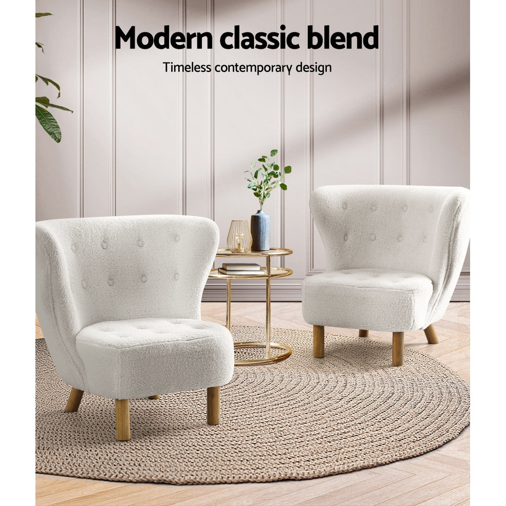 Arm Chairs & Recliners: Artiss Armchair Lounge Accent Chair Armchairs Couch Chairs Sofa Bedroom White