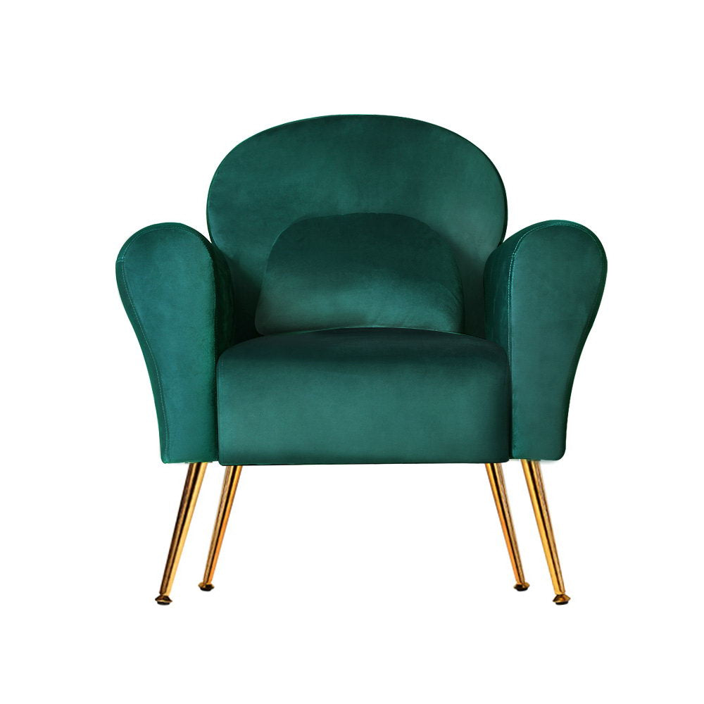 Arm Chairs & Recliners: Artiss Armchair Green Velvet Caroline