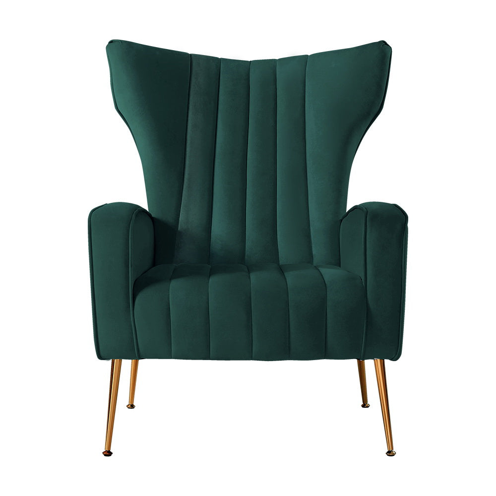 Arm Chairs & Recliners: Artiss Armchair Green Velvet Kate