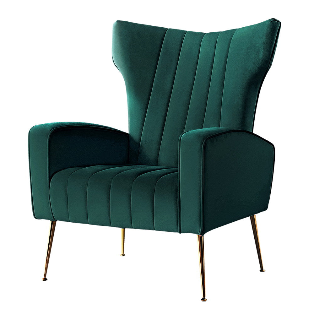 Arm Chairs & Recliners: Artiss Armchair Green Velvet Kate