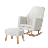 Arm Chairs & Recliners: Artiss Rocking Chair Armchair Linen Fabric Beige Jonah