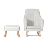 Arm Chairs & Recliners: Artiss Rocking Chair Armchair Linen Fabric Beige Jonah