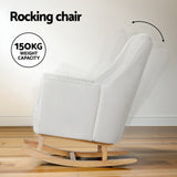 Arm Chairs & Recliners: Artiss Rocking Chair Armchair Linen Fabric Beige Jonah