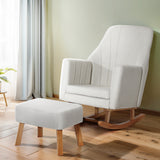 Arm Chairs & Recliners: Artiss Rocking Chair Armchair Linen Fabric Beige Jonah
