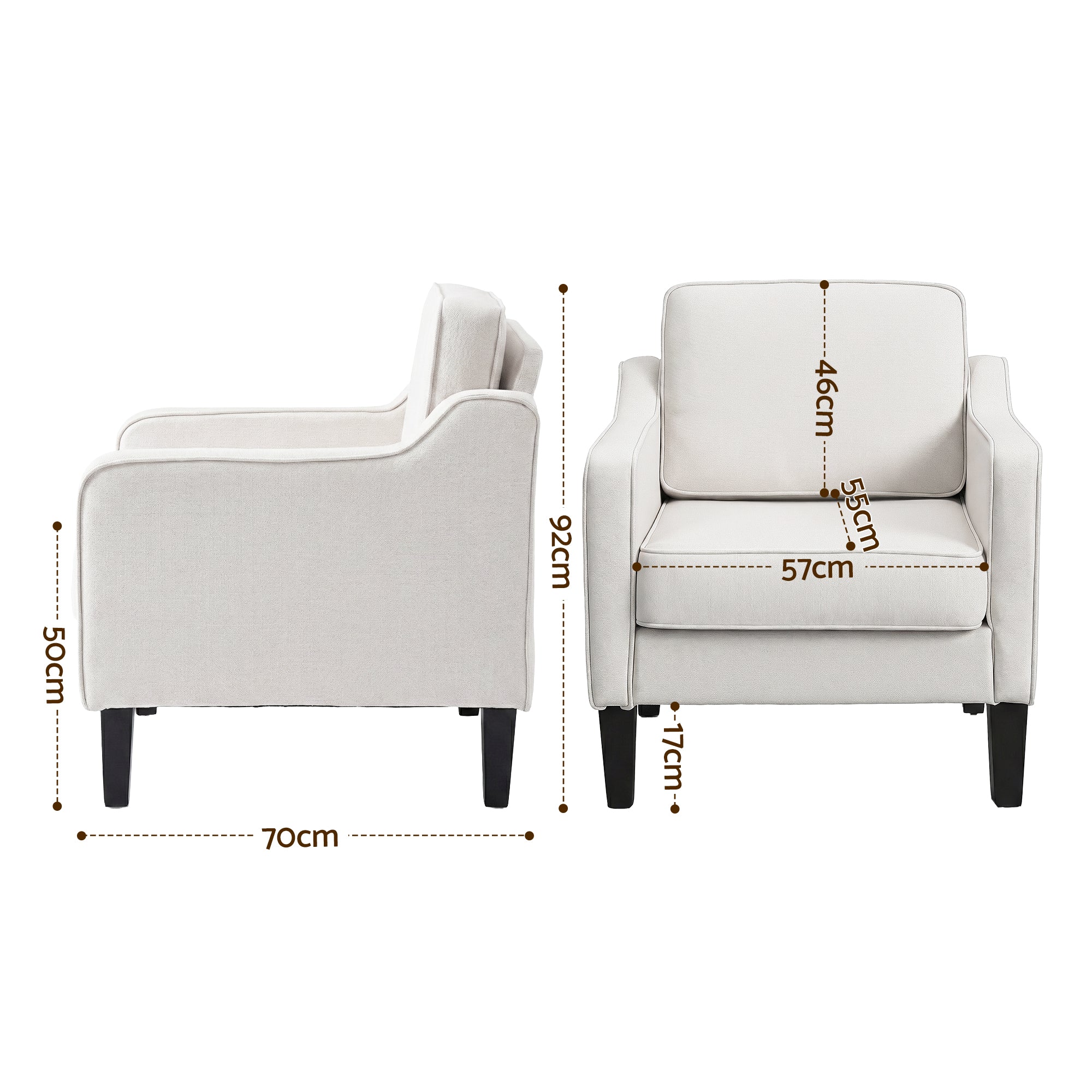 Arm Chairs & Recliners: Artiss Armchair Lounge Accent Chair Linen Fabric Beige
