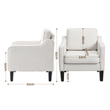 Arm Chairs & Recliners: Artiss Armchair Lounge Accent Chair Linen Fabric Beige