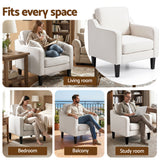 Arm Chairs & Recliners: Artiss Armchair Lounge Accent Chair Linen Fabric Beige