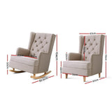 Arm Chairs & Recliners: Artiss Rocking Chair Armchair Linen Fabric Beige Gaia