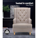 Arm Chairs & Recliners: Artiss Rocking Chair Armchair Linen Fabric Beige Gaia