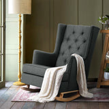 Arm Chairs & Recliners: Artiss Rocking Chair Armchair Linen Fabric Charcoal Gaia