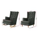 Arm Chairs & Recliners: Artiss Rocking Chair Armchair Linen Fabric Charcoal Gaia