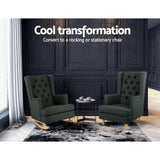 Arm Chairs & Recliners: Artiss Rocking Chair Armchair Linen Fabric Charcoal Gaia