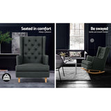 Arm Chairs & Recliners: Artiss Rocking Chair Armchair Linen Fabric Charcoal Gaia