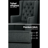 Arm Chairs & Recliners: Artiss Rocking Chair Armchair Linen Fabric Charcoal Gaia