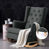 Arm Chairs & Recliners: Artiss Rocking Chair Armchair Linen Fabric Charcoal Gaia
