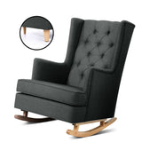 Arm Chairs & Recliners: Artiss Rocking Chair Armchair Linen Fabric Charcoal Gaia