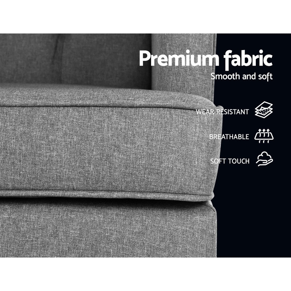 Arm Chairs & Recliners: Artiss Rocking Chair Armchair Linen Fabric Grey Gaia