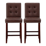 Artiss 2x Bar Stools Kitchen Dining Chairs Counter PU Leather Wooden Ada Brown
