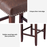 Artiss 2x Bar Stools Kitchen Dining Chairs Counter PU Leather Wooden Ada Brown