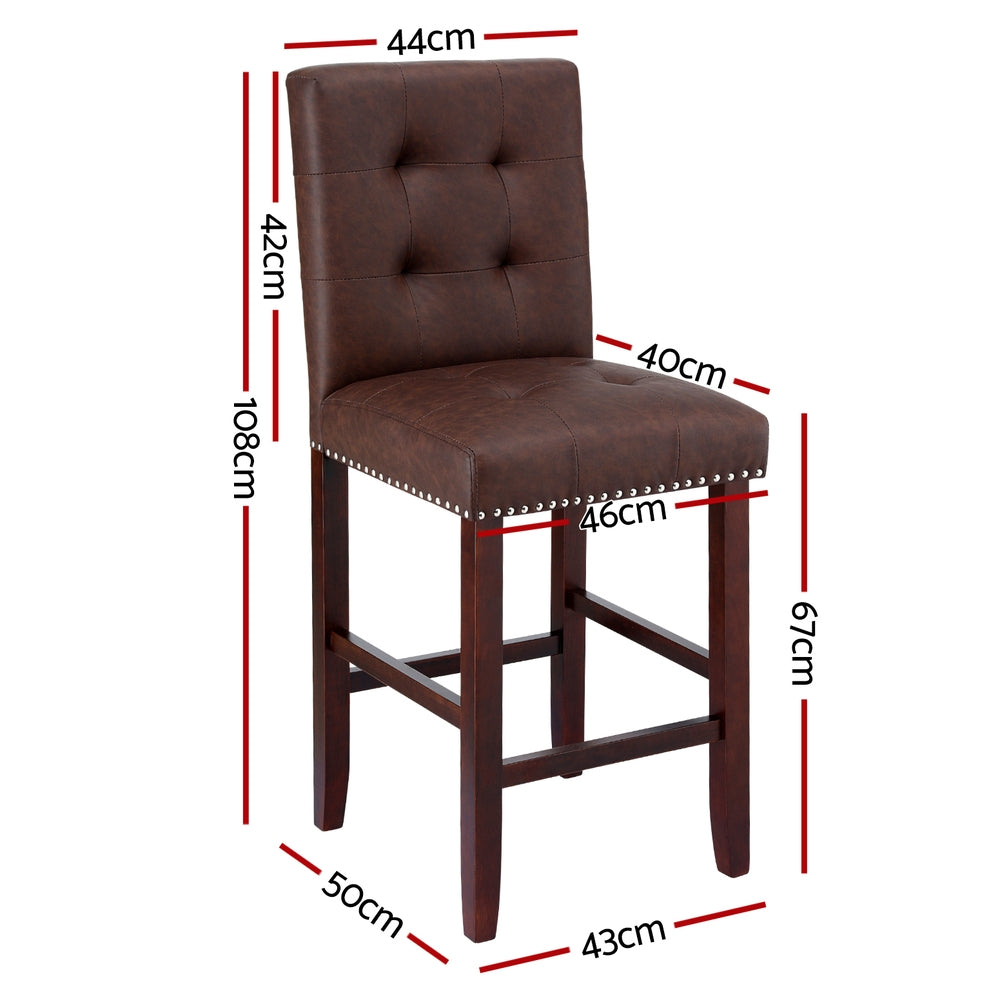Table & Bar Stools: Artiss 4x Bar Stools Kitchen Dining Chairs Counter PU Leather Wooden Ada Brown