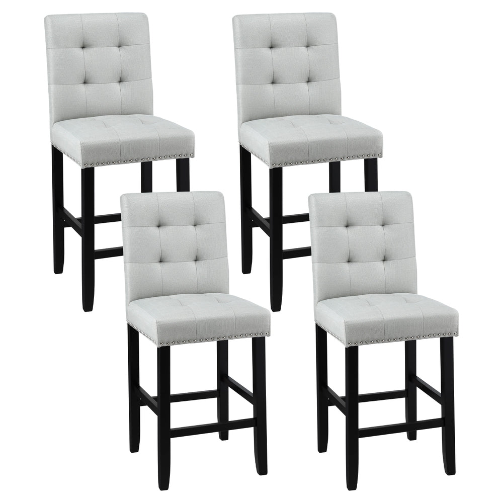 Table & Bar Stools: Artiss 4x Bar Stools Kitchen Dining Chairs Counter Fabric Stool Wooden Ada Grey