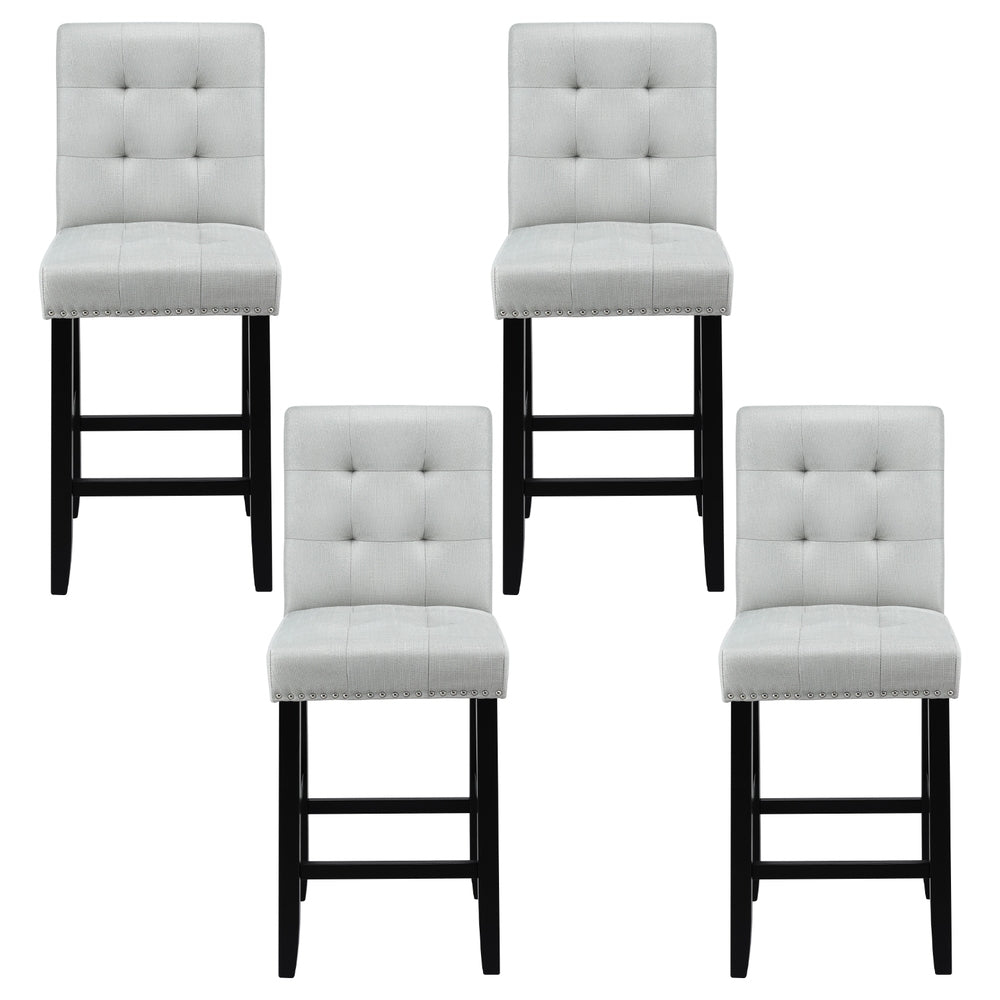 Table & Bar Stools: Artiss 4x Bar Stools Kitchen Dining Chairs Counter Fabric Stool Wooden Ada Grey