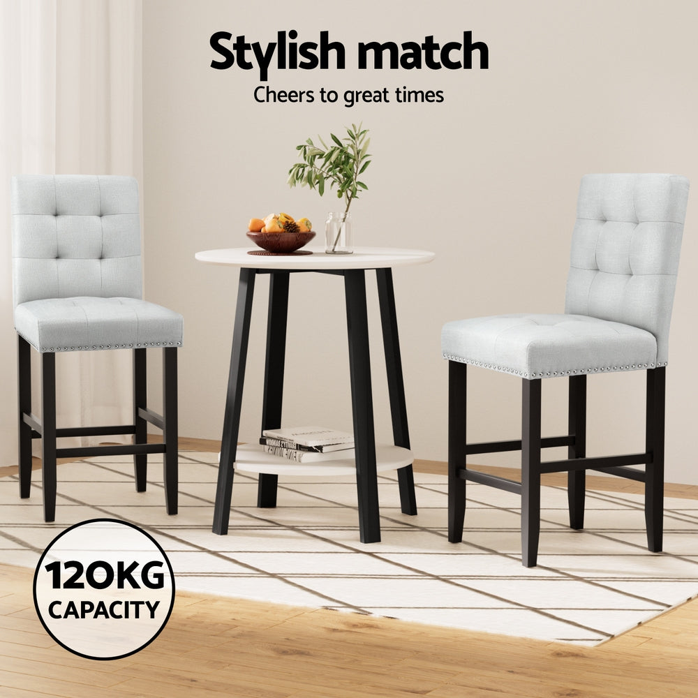 Table & Bar Stools: Artiss 4x Bar Stools Kitchen Dining Chairs Counter Fabric Stool Wooden Ada Grey