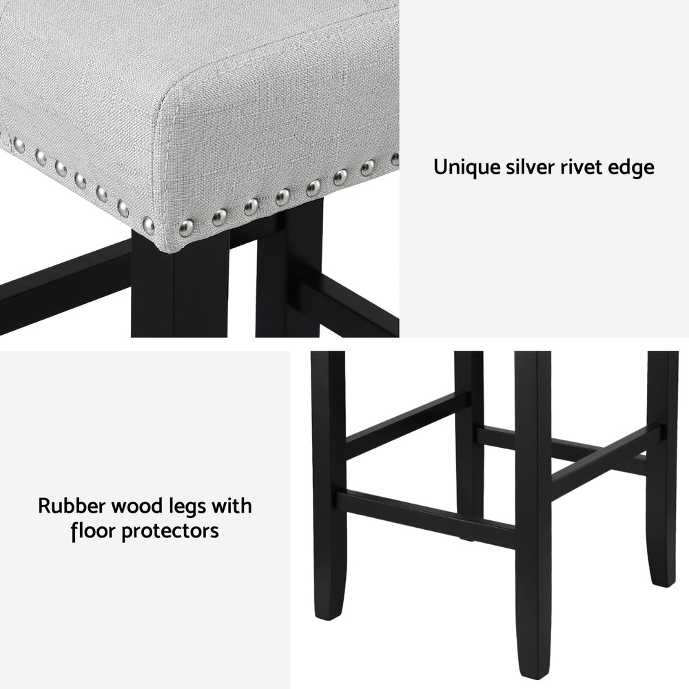 Table & Bar Stools: Artiss 4x Bar Stools Kitchen Dining Chairs Counter Fabric Stool Wooden Ada Grey