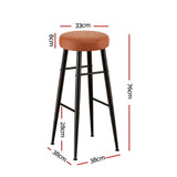 Artiss 2x Bar Stools Kitchen Dining Chairs Counter Round PU Leather Lane Brown