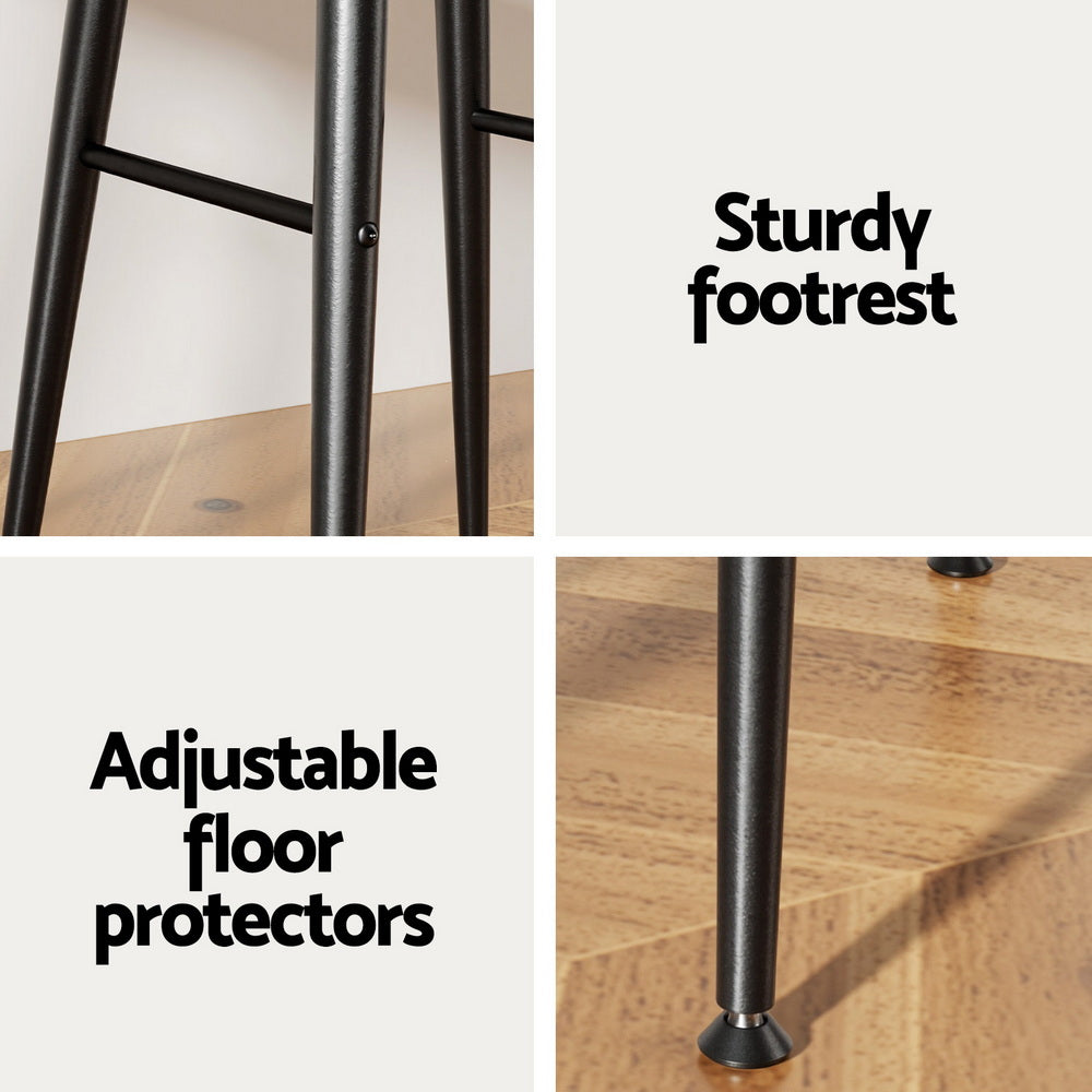 Table & Bar Stools: Artiss 2x Bar Stools Kitchen Dining Chairs Counter Round PU Leather Lane Brown