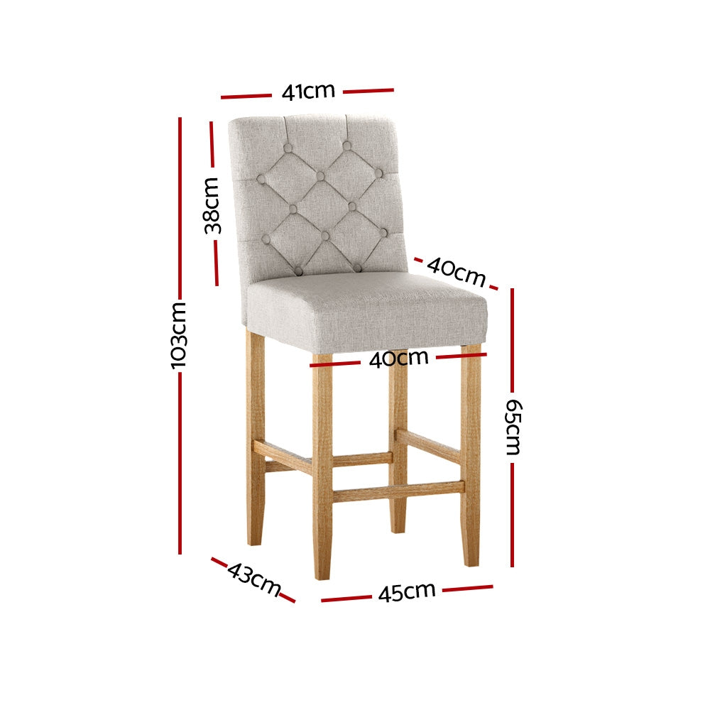 Table & Bar Stools: Artiss 2x Bar Stools Linen Upholstered Chairs