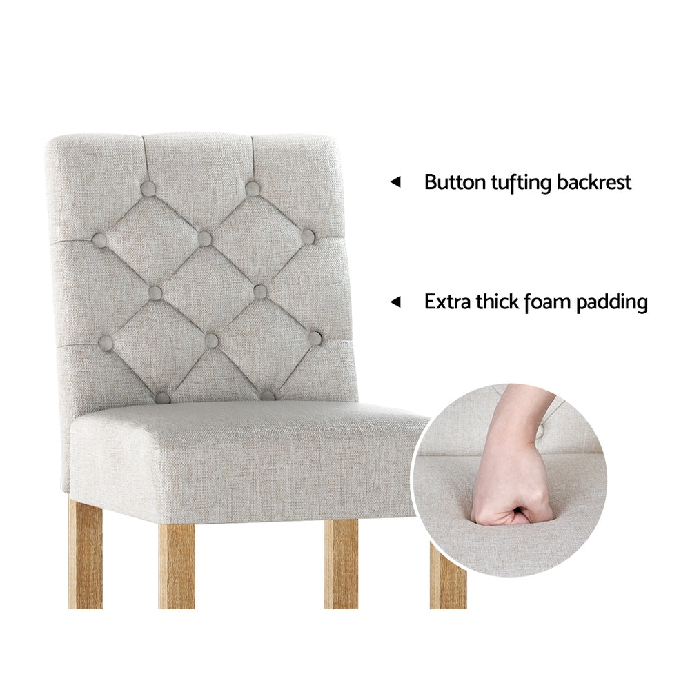 Table & Bar Stools: Artiss 2x Bar Stools Linen Upholstered Chairs