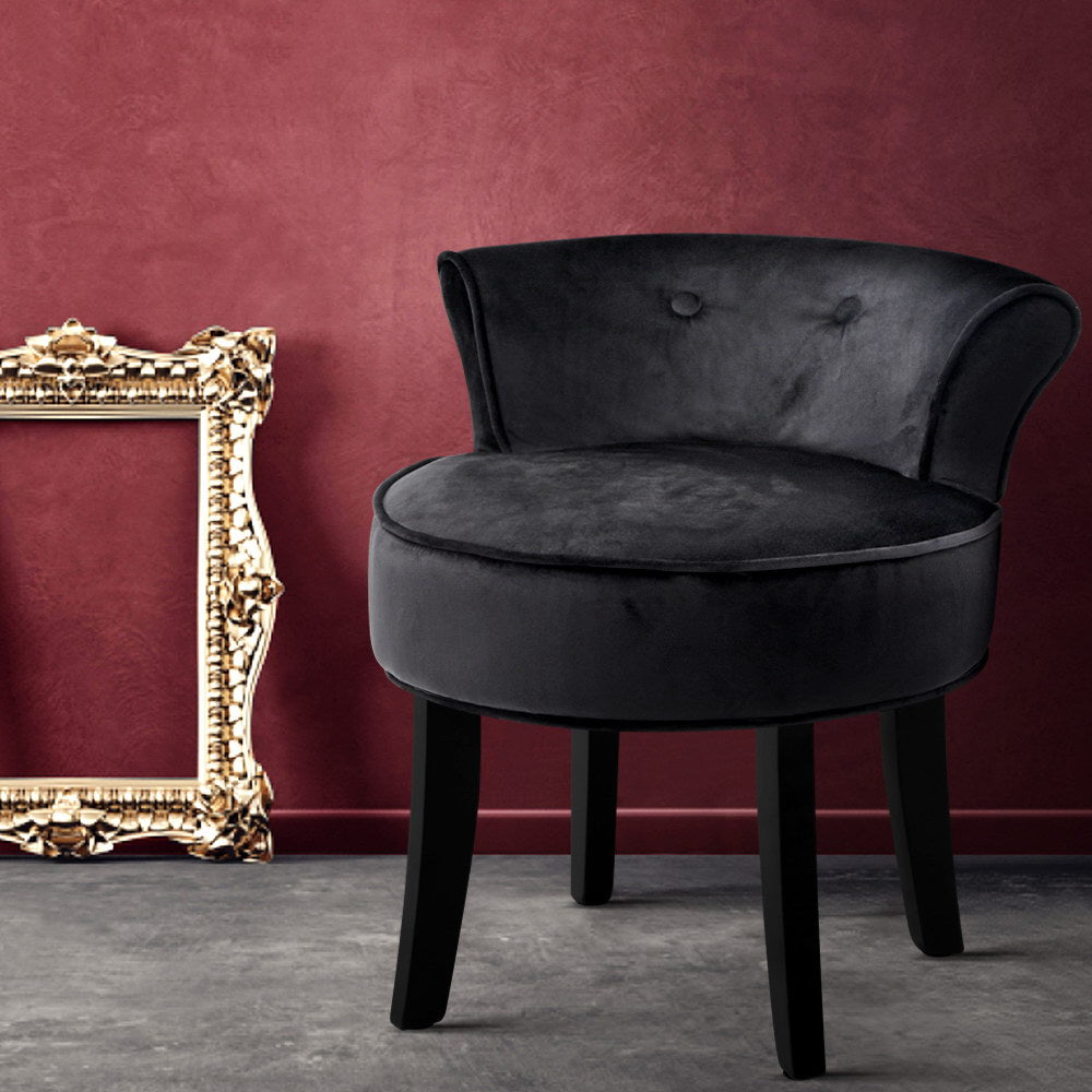 Ottomans & Footstools: Artiss Vanity Stool Velvet Black Abella