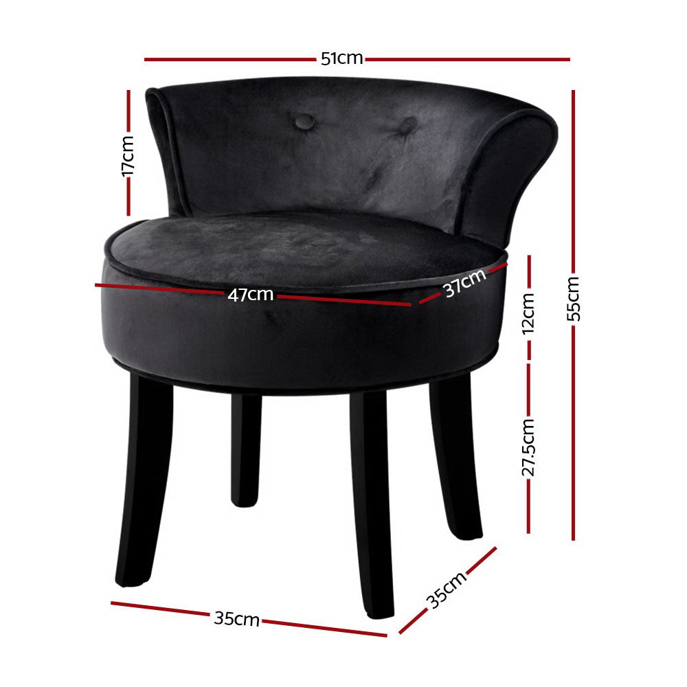 Ottomans & Footstools: Artiss Vanity Stool Velvet Black Abella