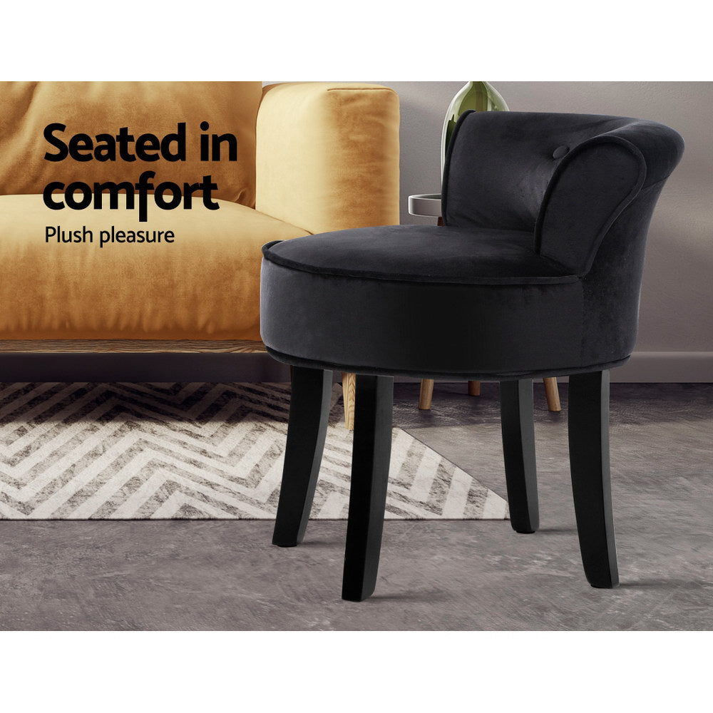 Ottomans & Footstools: Artiss Vanity Stool Velvet Black Abella
