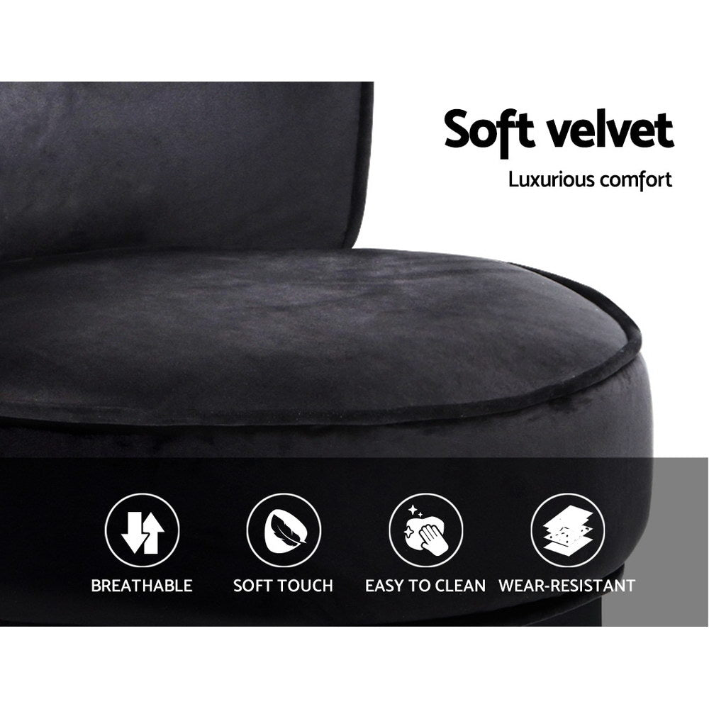 Ottomans & Footstools: Artiss Vanity Stool Velvet Black Abella