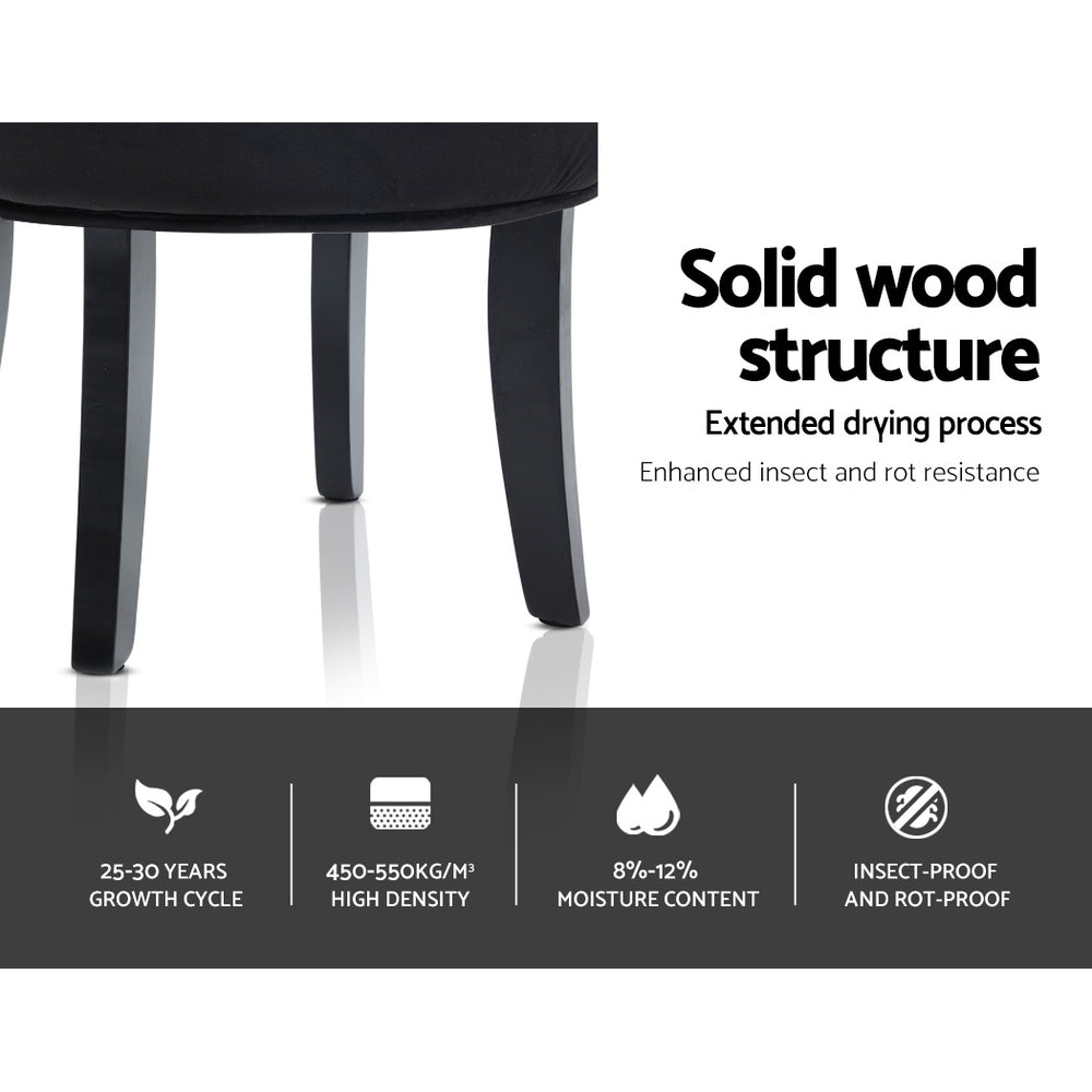 Ottomans & Footstools: Artiss Vanity Stool Velvet Black Abella