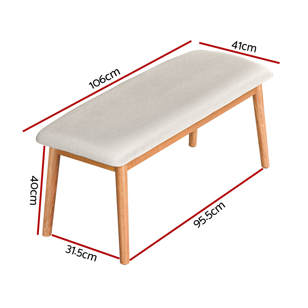 Kitchen & Dining Chairs: Artiss Dining Bench Upholstery Seat Wooden Chair 106cm