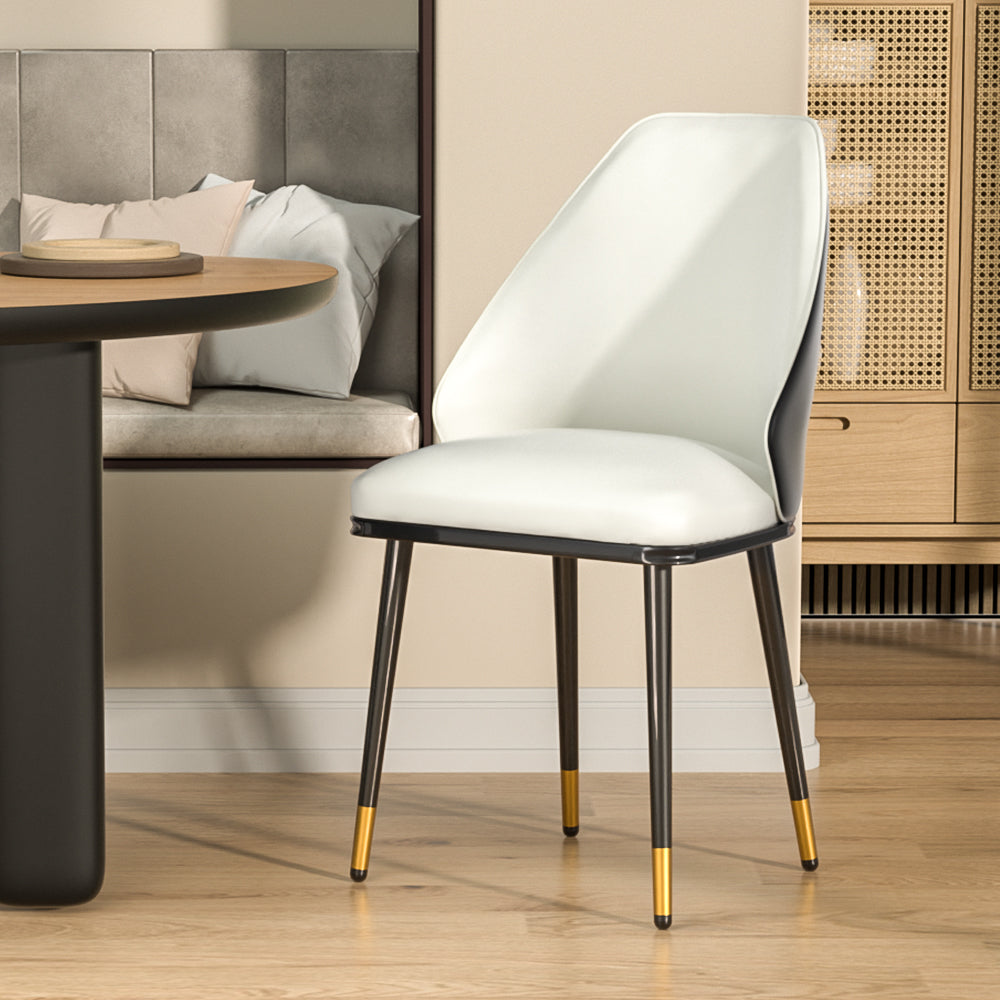 Table & Bar Stools: Artiss Dining Chairs Set of 2 Leather Seat Beige and Black