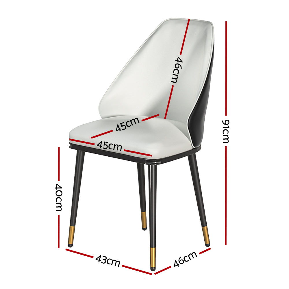 Table & Bar Stools: Artiss Dining Chairs Set of 2 Leather Seat Beige and Black