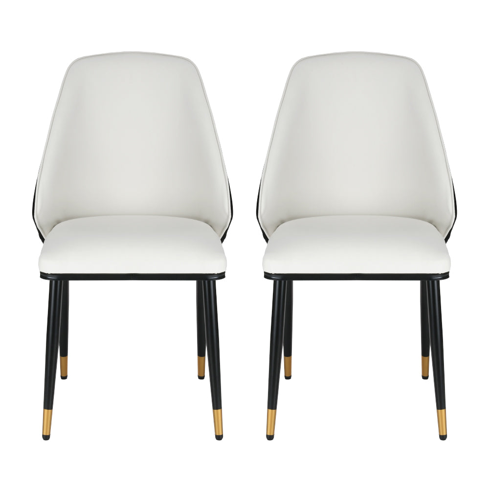 Table & Bar Stools: Artiss Dining Chairs Set of 2 Leather Seat Beige and Black