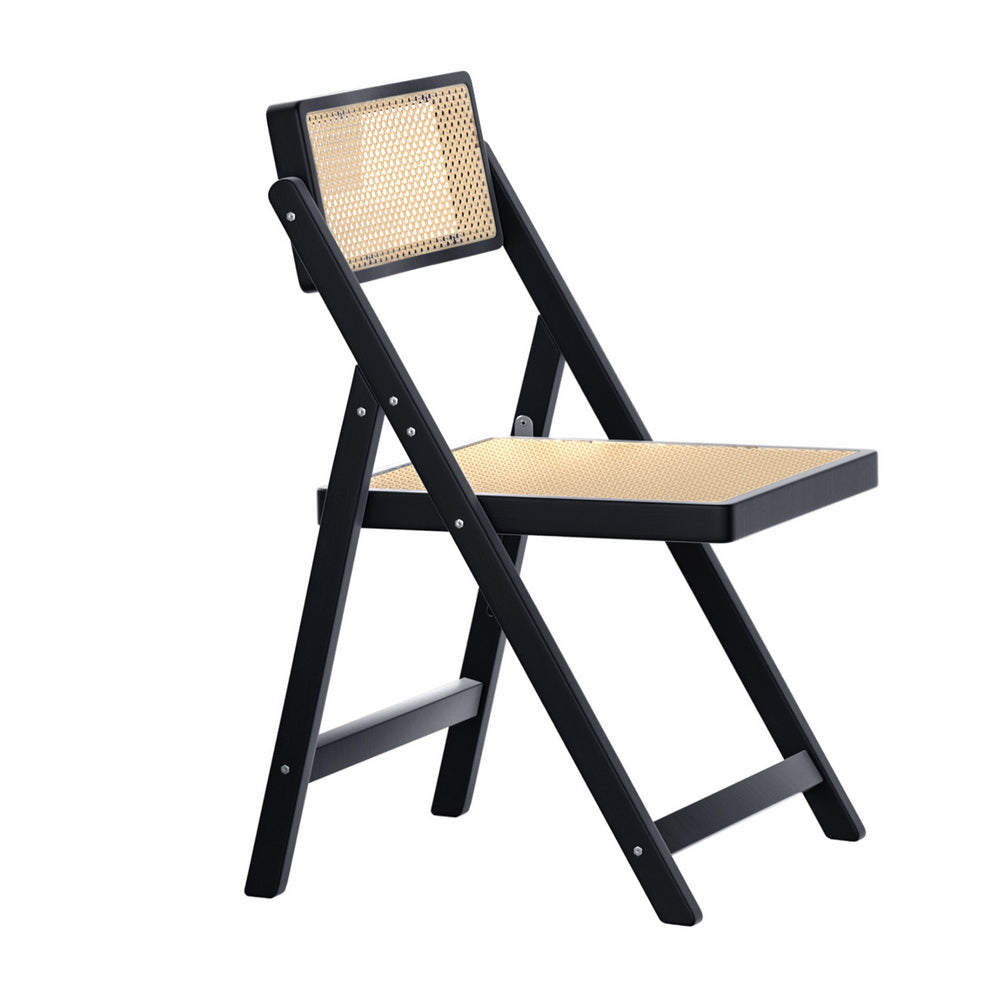 Kitchen & Dining Chairs: Artiss Dining Chair Wooden Rattan Foldable Black