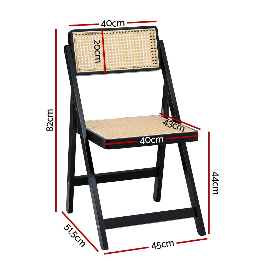 Kitchen & Dining Chairs: Artiss Dining Chair Wooden Rattan Foldable Black