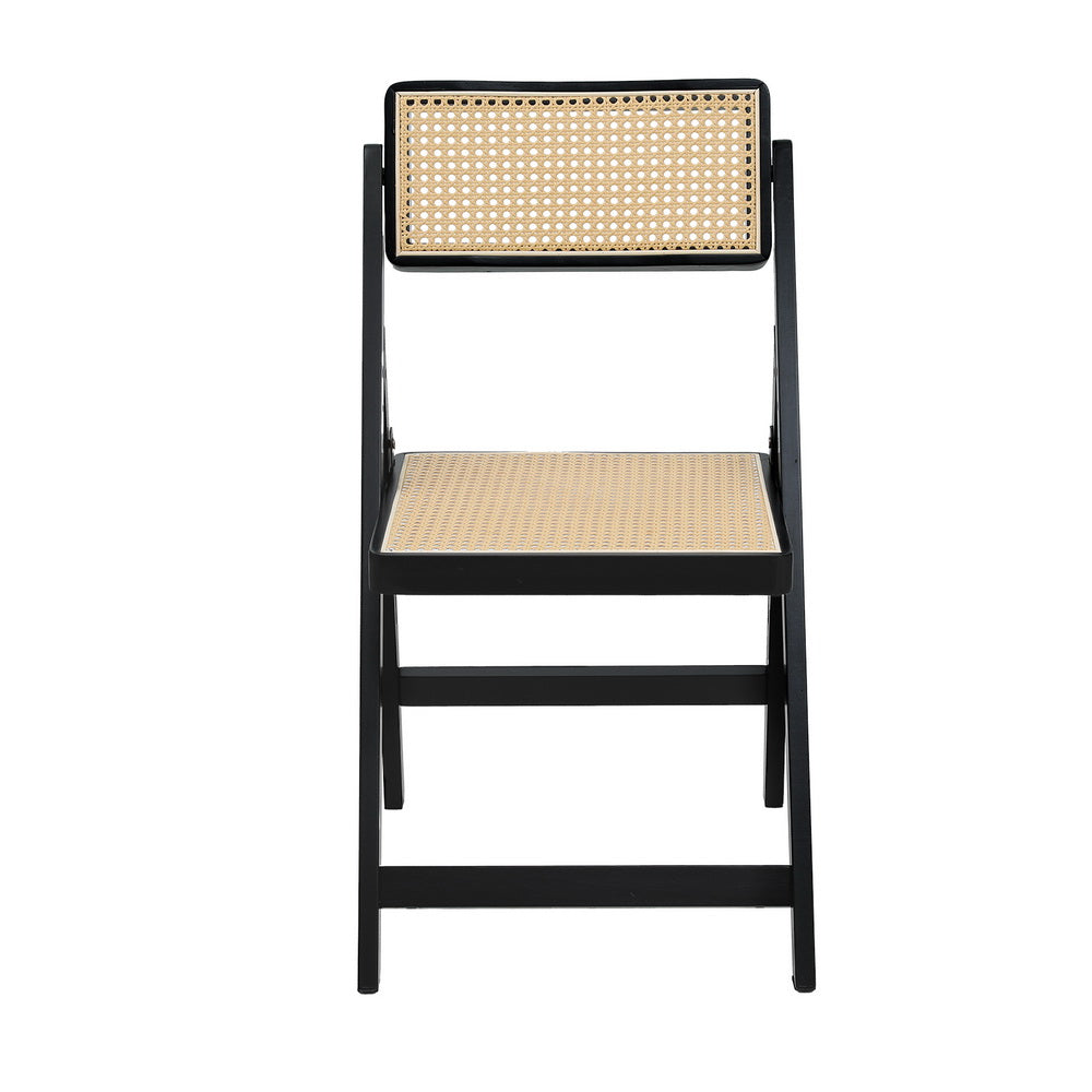 Kitchen & Dining Chairs: Artiss Dining Chair Wooden Rattan Foldable Black