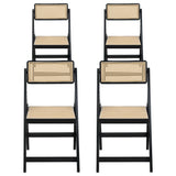 Artiss 4x Dining Chairs Wooden Rattan Foldable Black