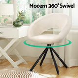 Artiss Dining Chairs Set of 2 Sherpa Boucle Swivel Base