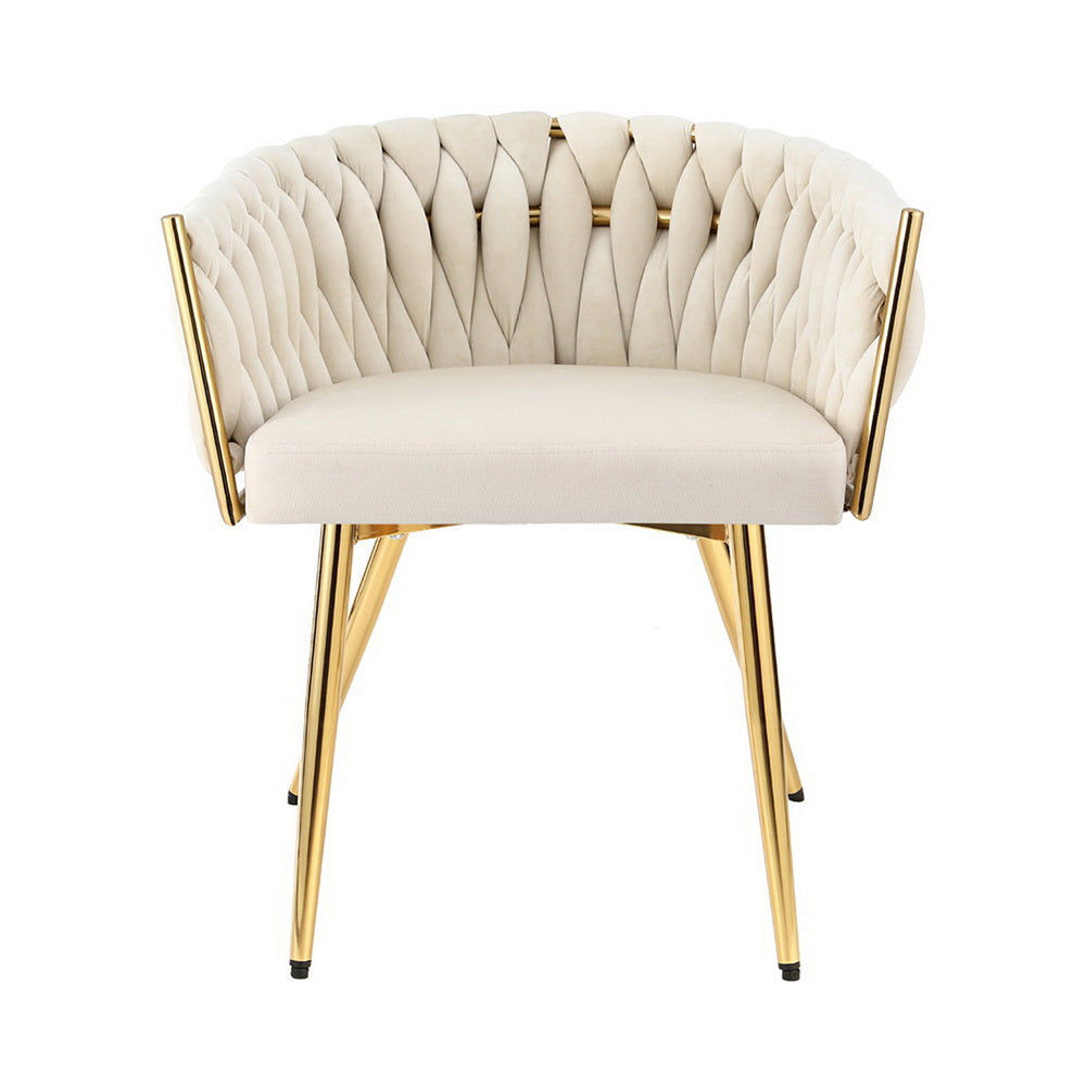 Kitchen & Dining Chairs: 1 Set of 2 Artiss Dining Chairs Velvet Armchair Beige
