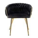 Artiss 1x Dining Chair Armchair Cafe Kitchen Lounge Chairs Velvet Weaving Black