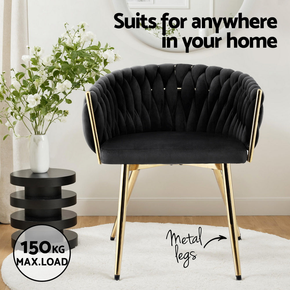 Kitchen & Dining Chairs: 1 Set of 4 Artiss Dining Chairs Velvet Armchair Black