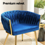 Artiss Dining Chair Velvet Weaving Armchair Blue